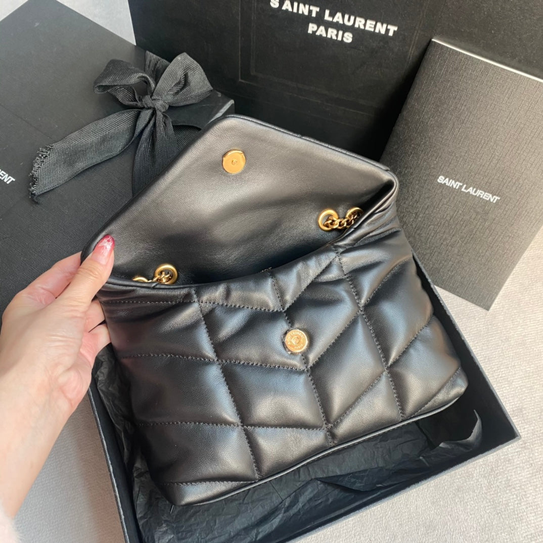 LOULOU MINI 23 BLACK QUILTED GOLD HARDWARE