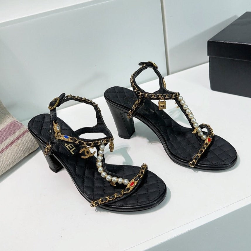 high heel sandal 85 black quilted calfskin mop