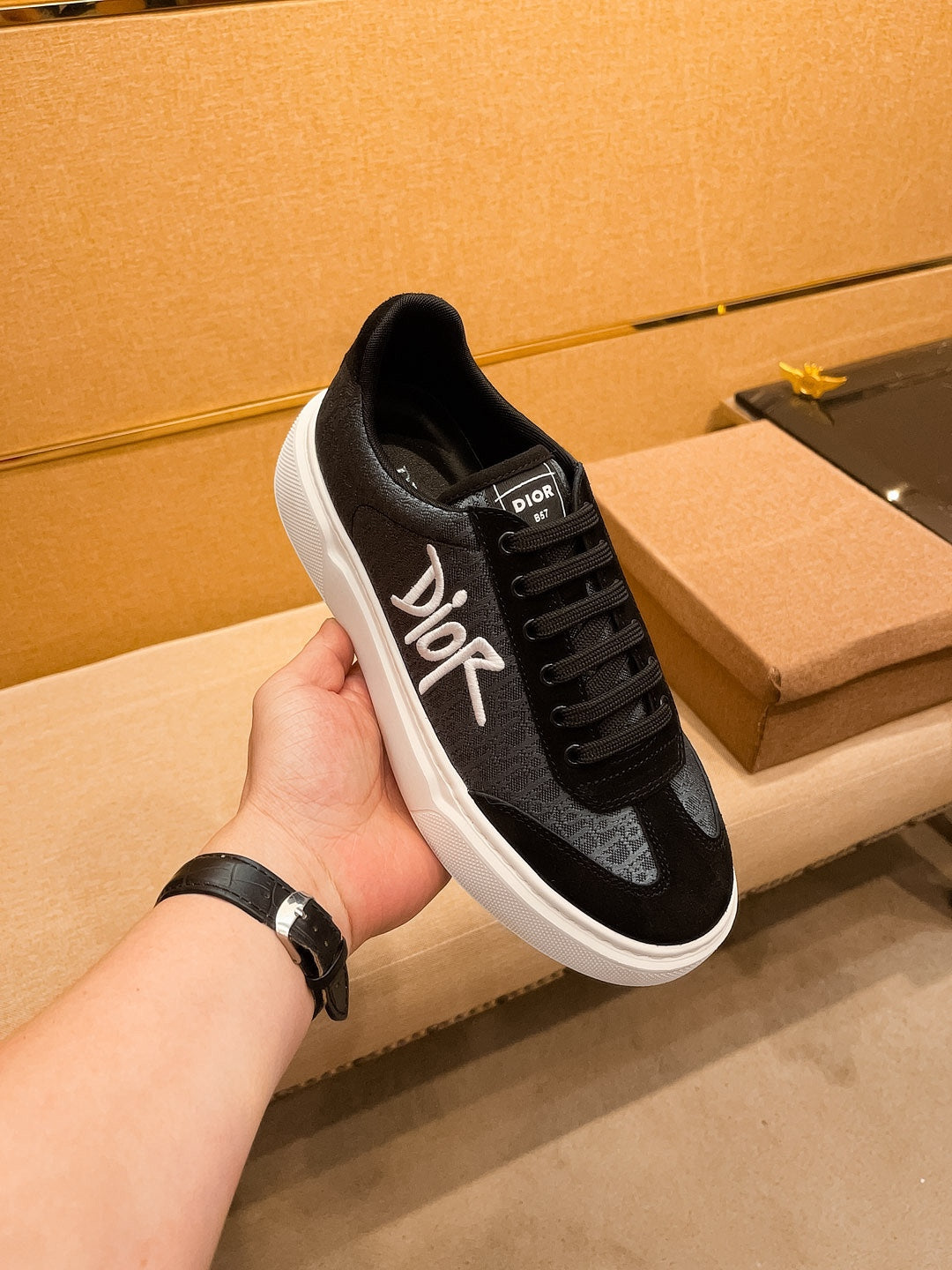 CD HOMME THICK-SOLE SNEAKERS BLACK JACQUARD