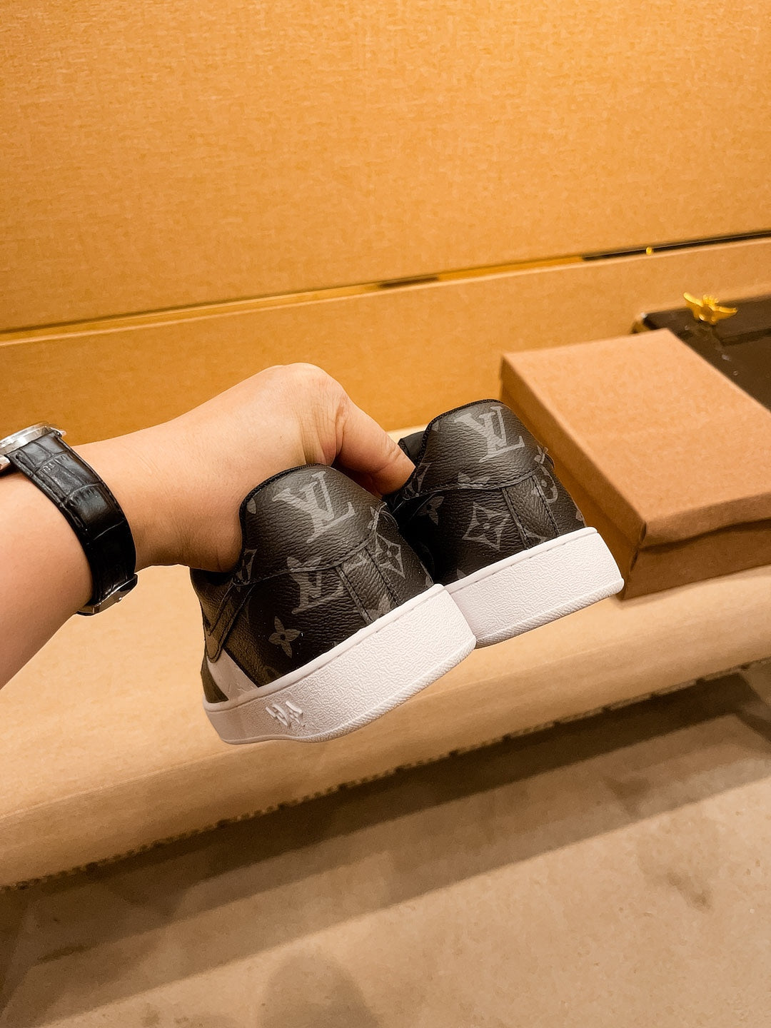 LV AIR FORCE 1 SNEAKER BLACK MIX WHITE MONOGRAM