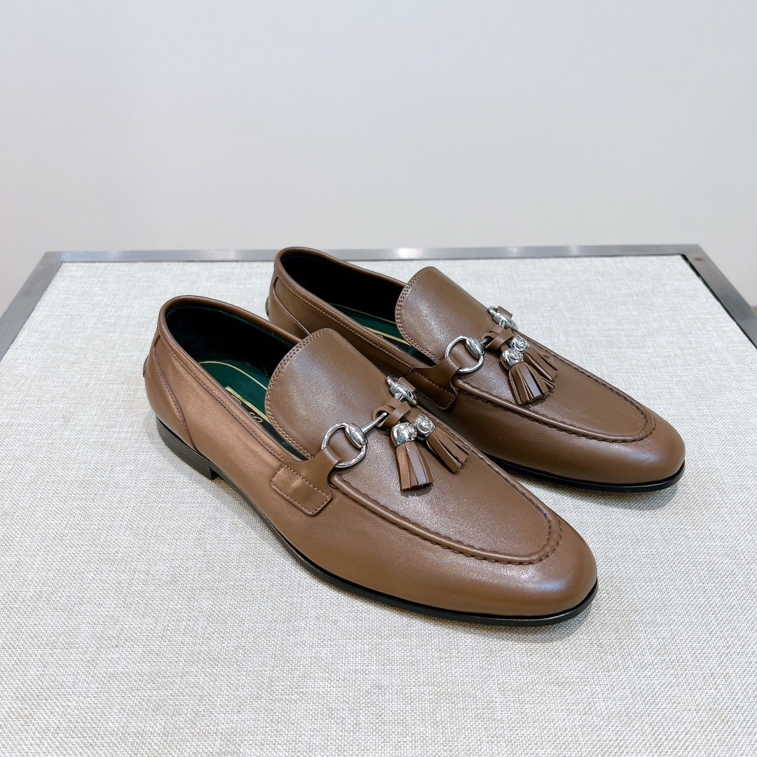 GG Men's Tassel Loafer Brown Calfskin 361356