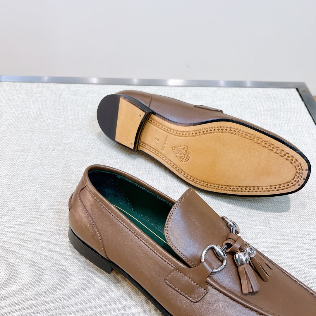 GG Men's Tassel Loafer Brown Calfskin 361356