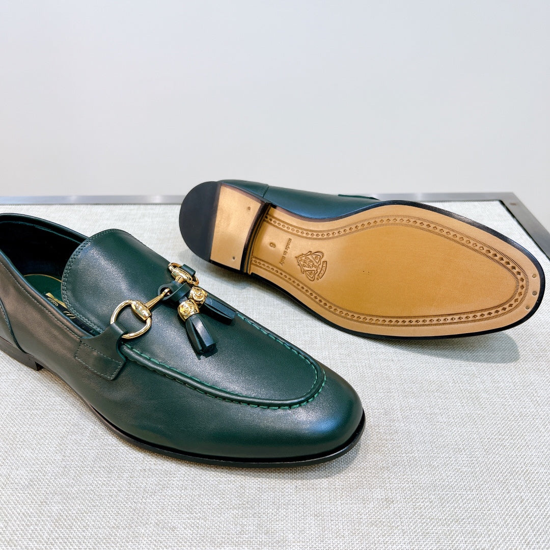 GG Men's Tassel Loafer Green Calfskin 361358