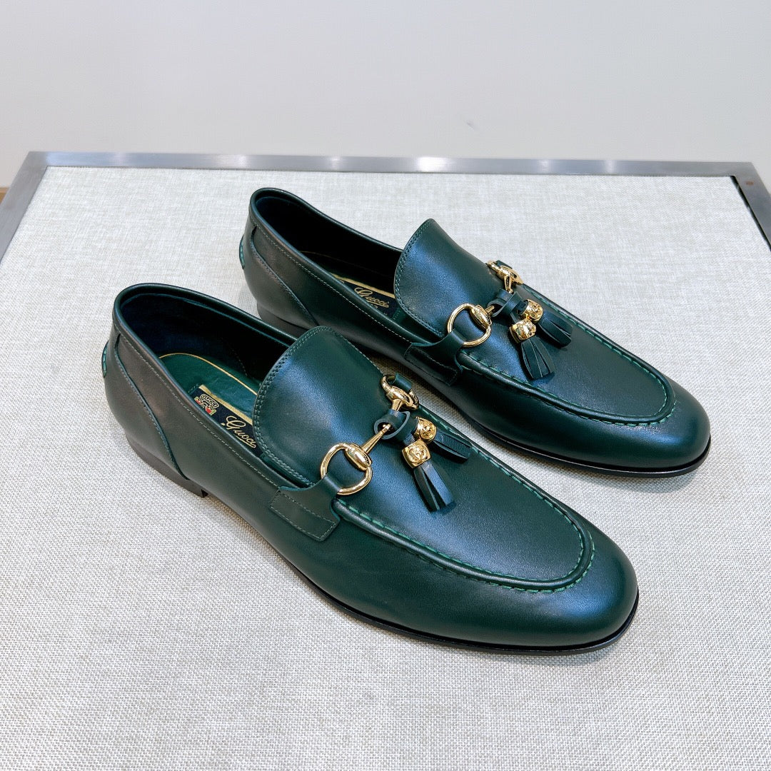 GG Men's Tassel Loafer Green Calfskin 361358