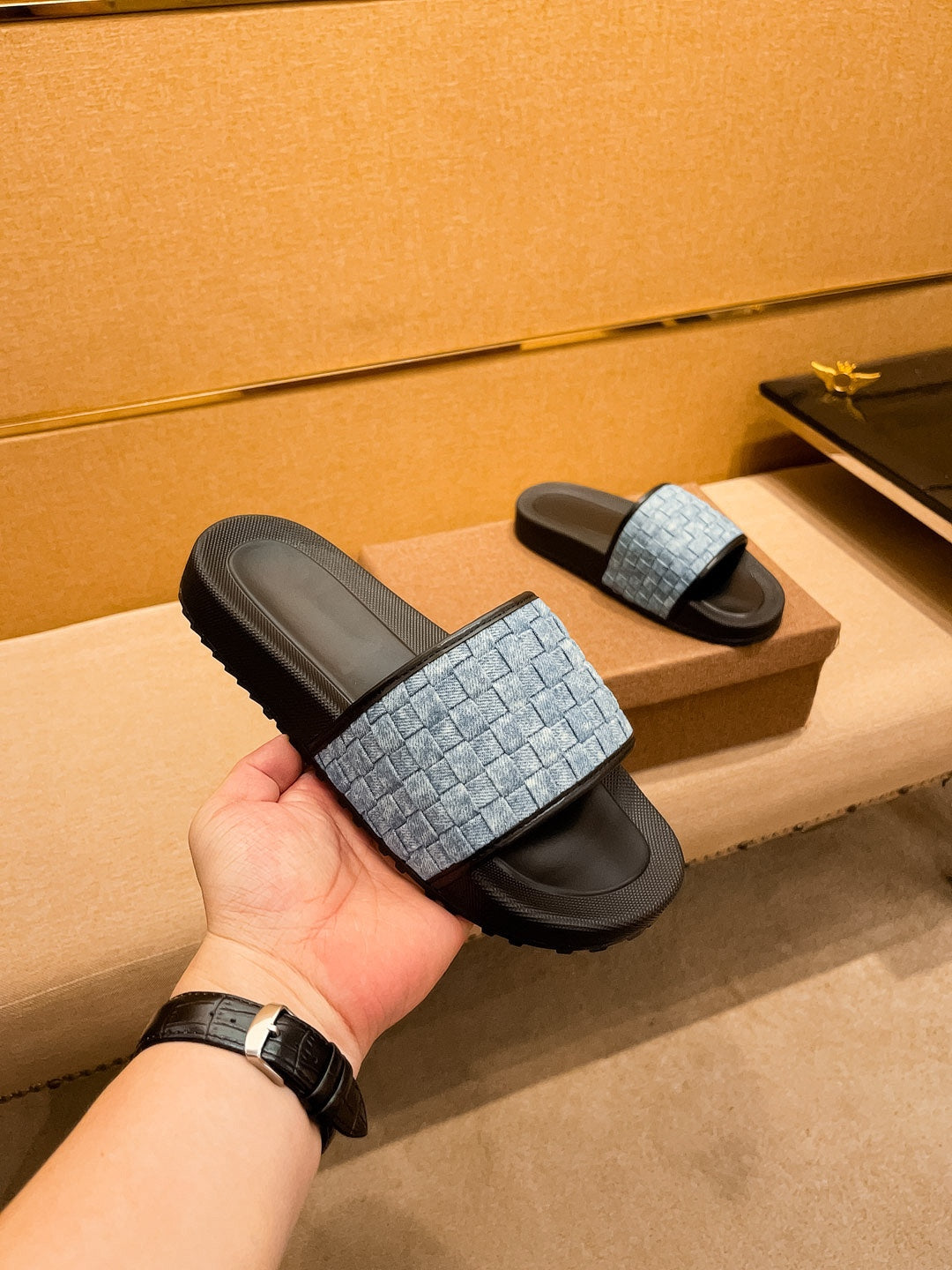 GG Men's Slide Blue Cowhide 111921
