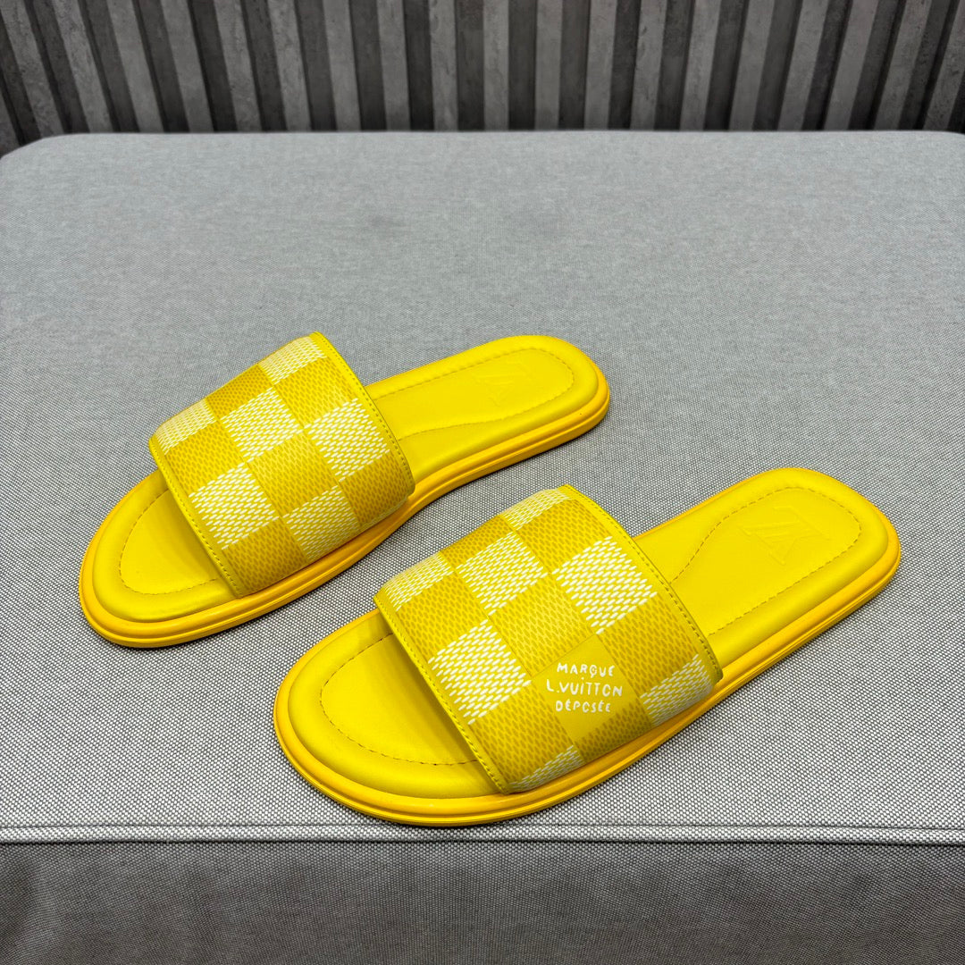 LV VENICE MULE SLIPPERS LEMON YELLOW DAMIER
