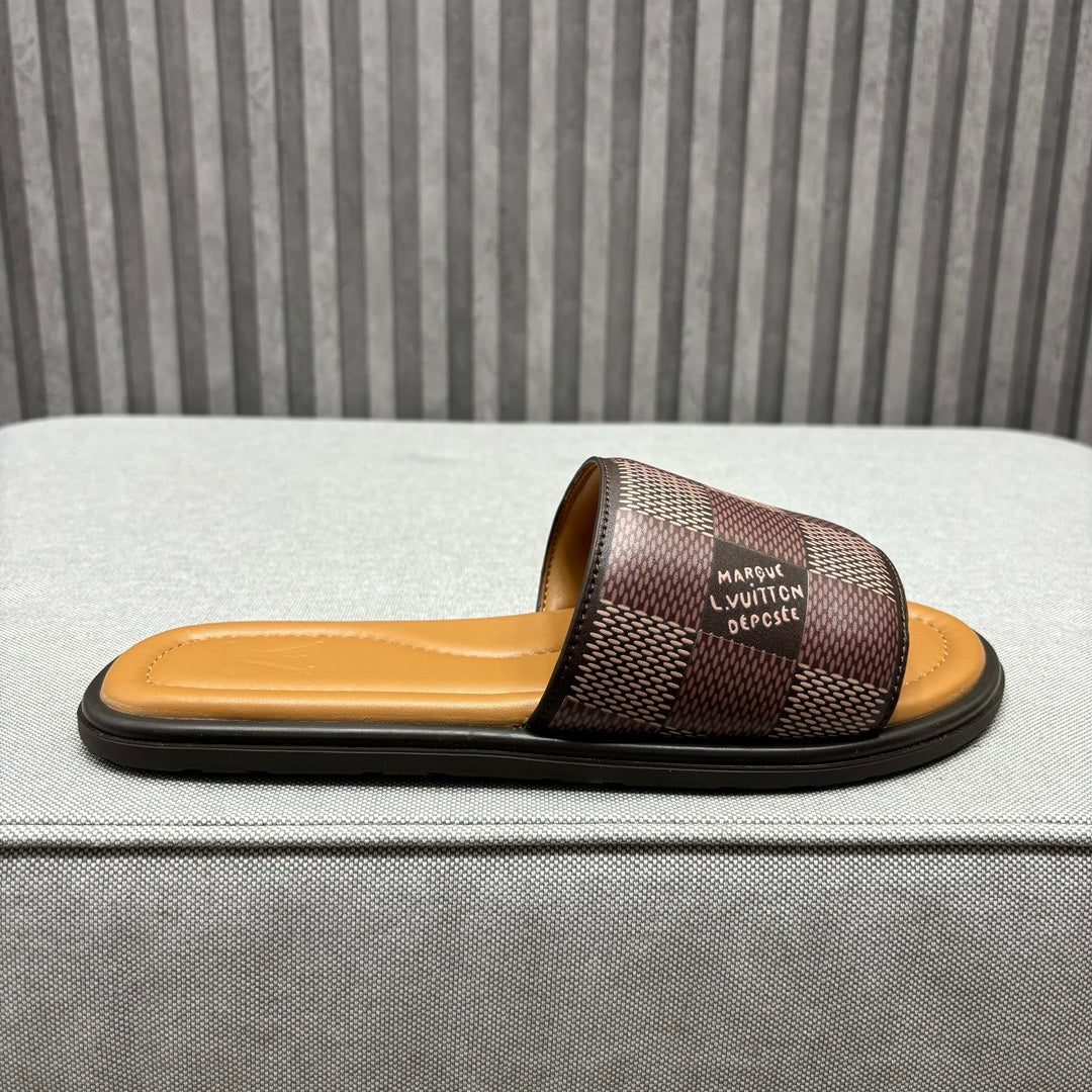 LV VENICE MULE SLIPPERS CARAMEL BROWN DAMIER