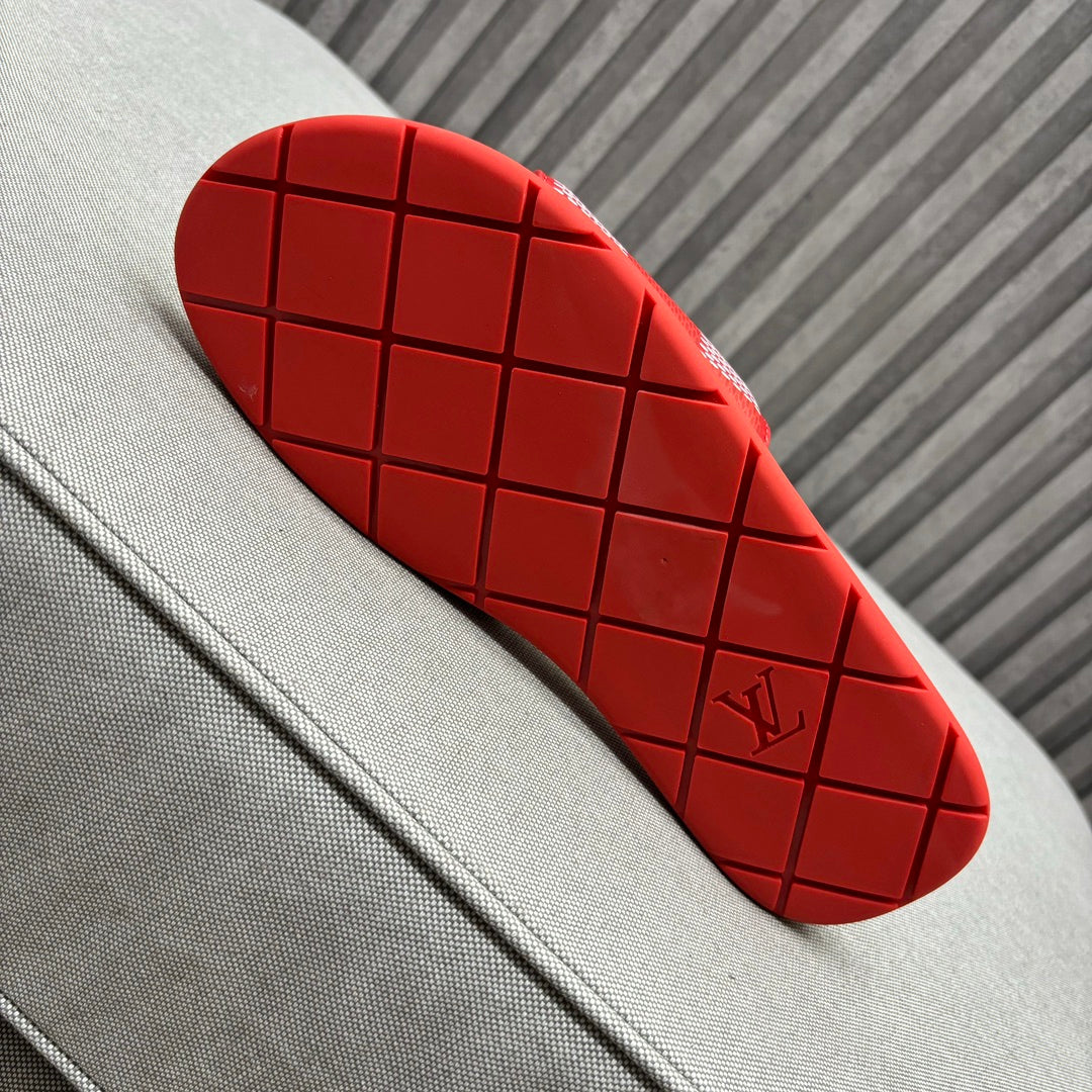 LV VENICE MULE SLIPPERS CHERRY RED DAMIER