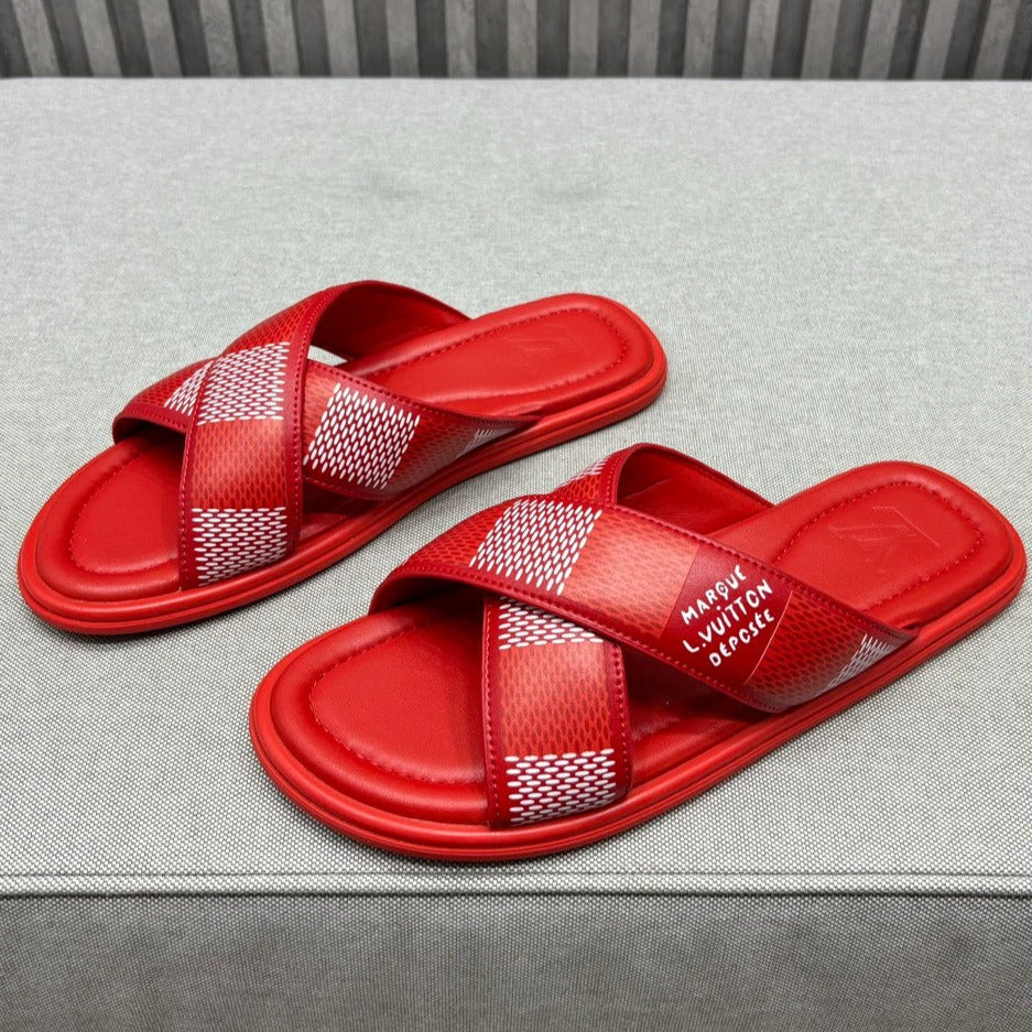 LV VENICE MULE SANDALS CHERRY RED
