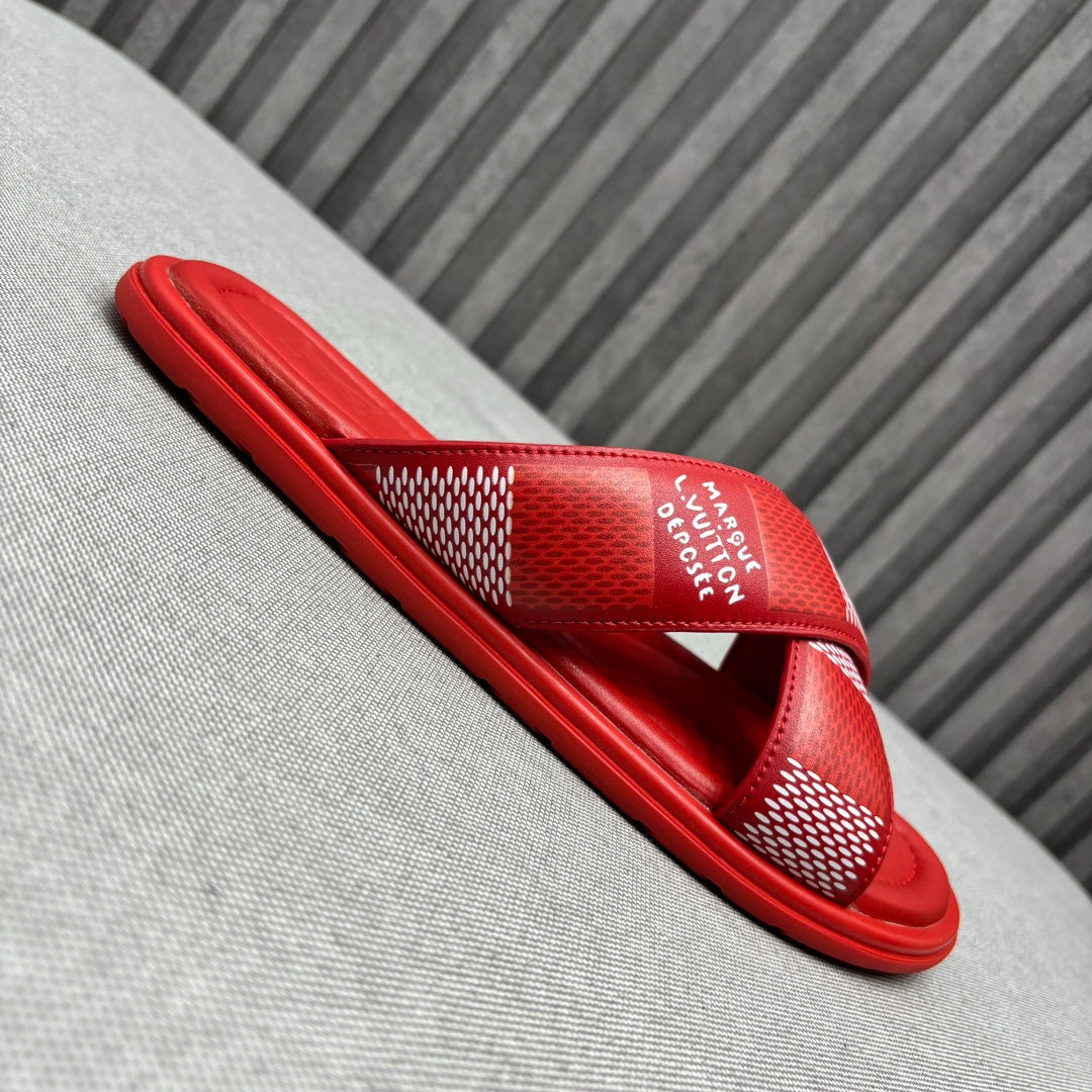 LV VENICE MULE SANDALS CHERRY RED