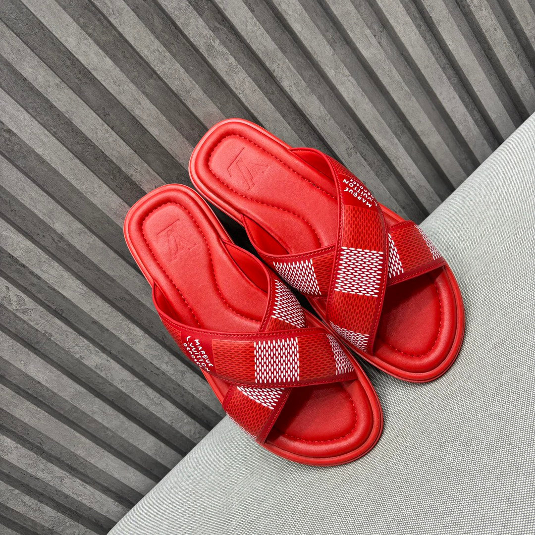 LV VENICE MULE SANDALS CHERRY RED