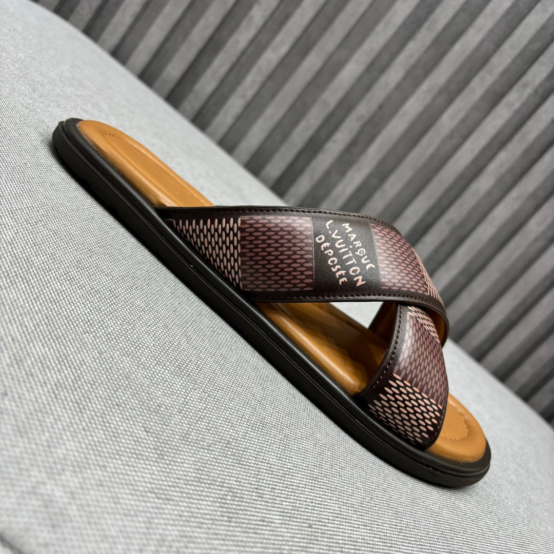 LV VENICE MULE SANDALS CARAMEL BROWN