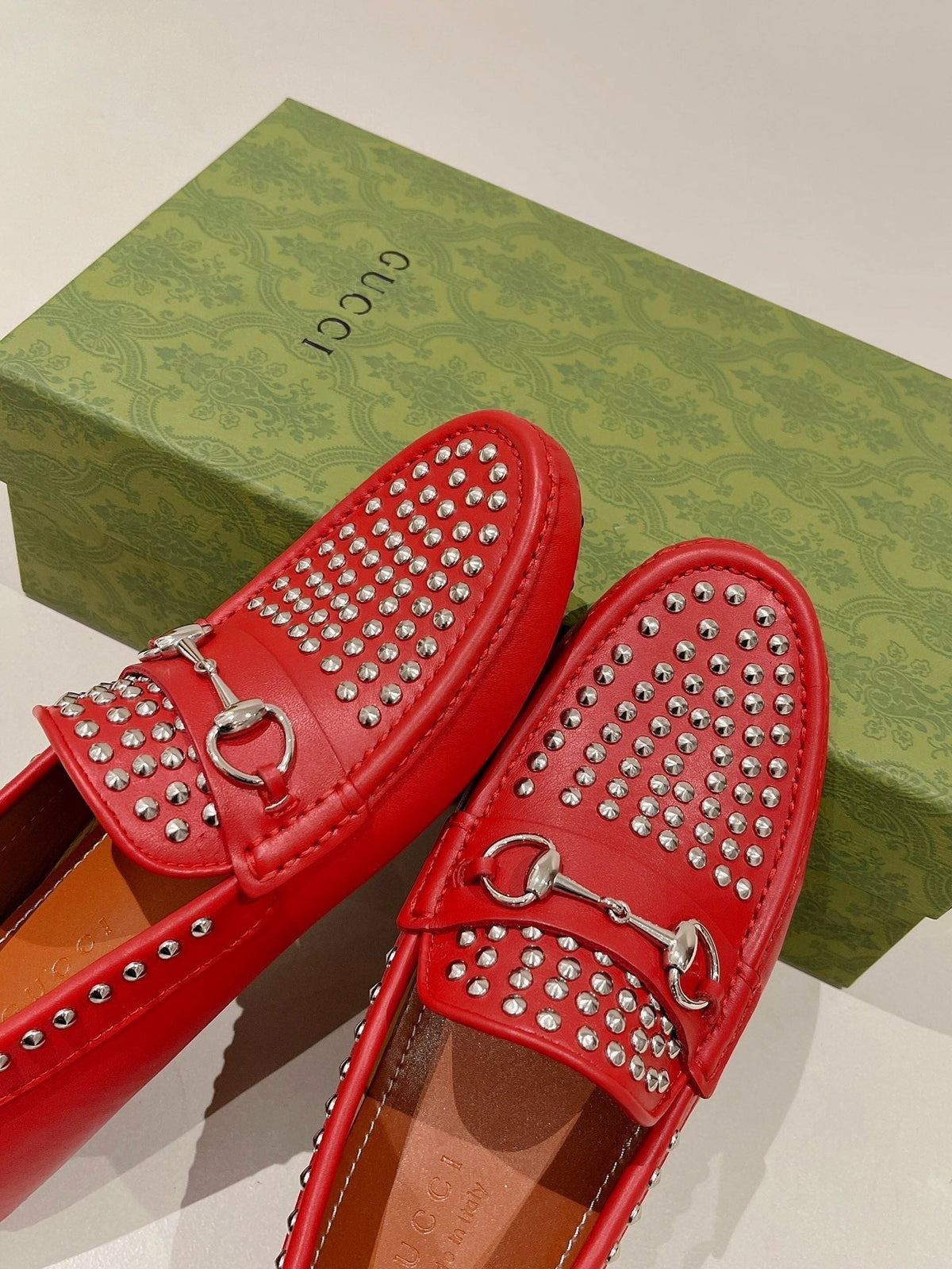 GG Men's Leather Loafer Stud Red Calfskin