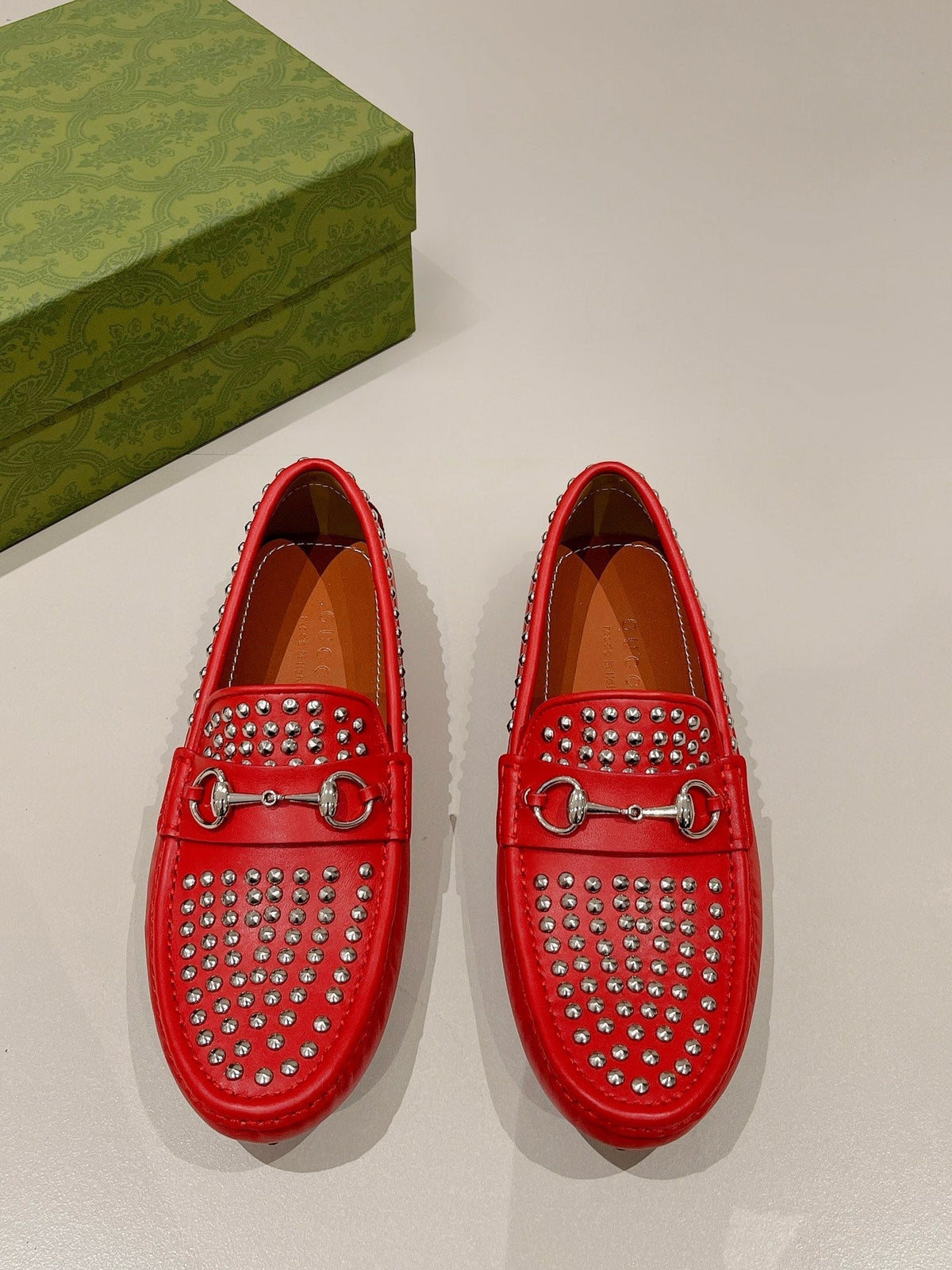 GG Men's Leather Loafer Stud Red Calfskin