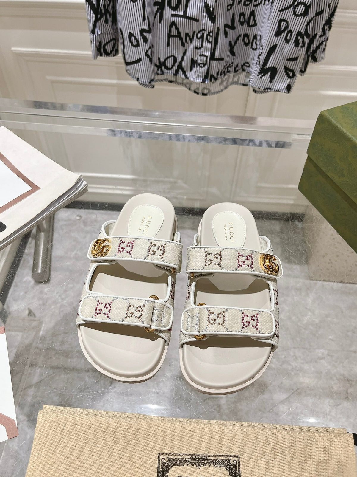 Gucci 2026 Moritz Raffia Effect Sandals Fabric 919236