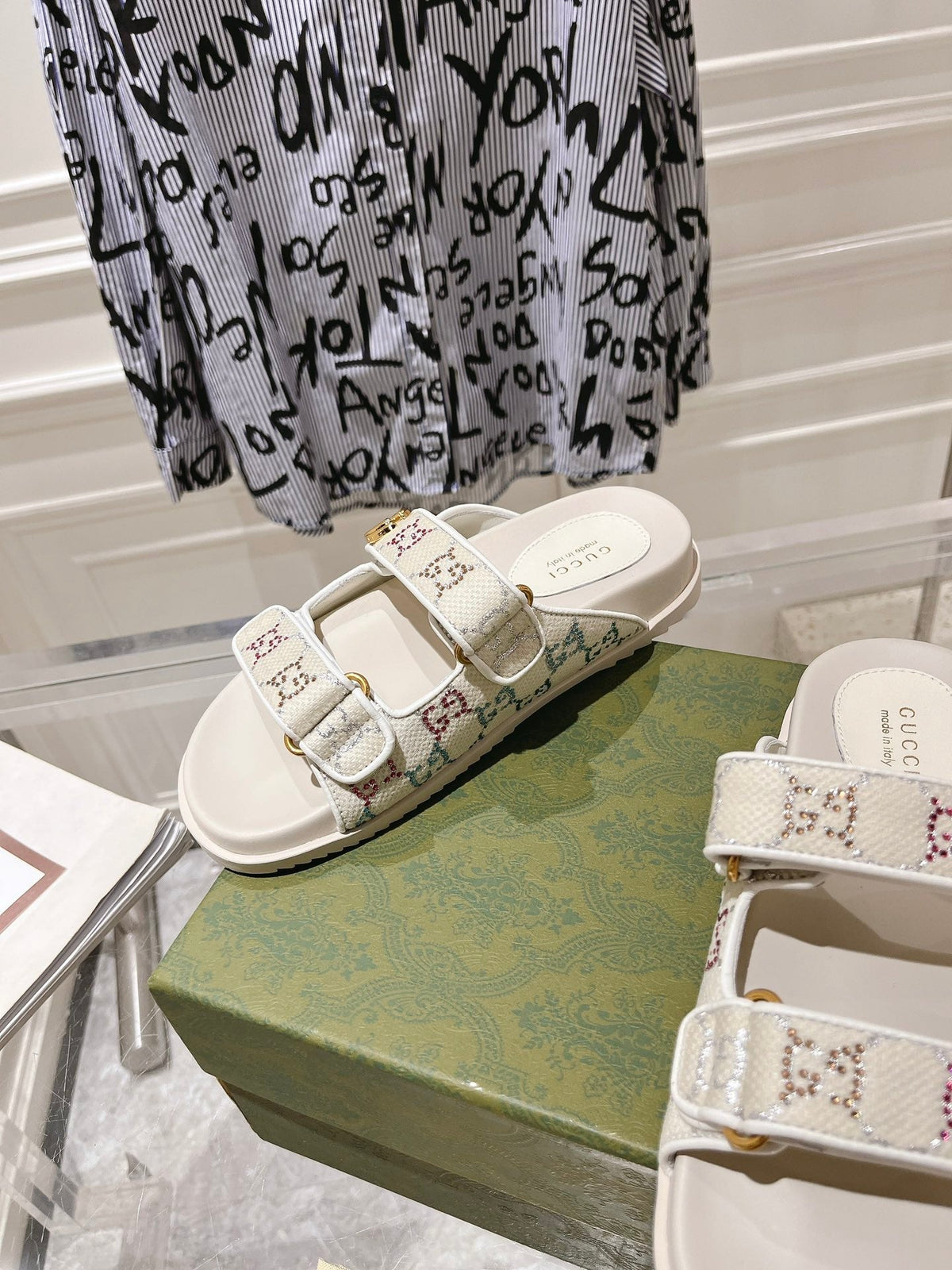Gucci 2026 GG Crystal Sandals Fabric 968305