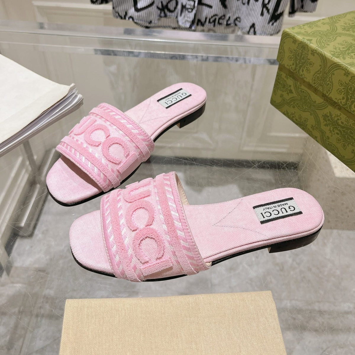 GG  Interlocking double G hollow slippers PInk Rose