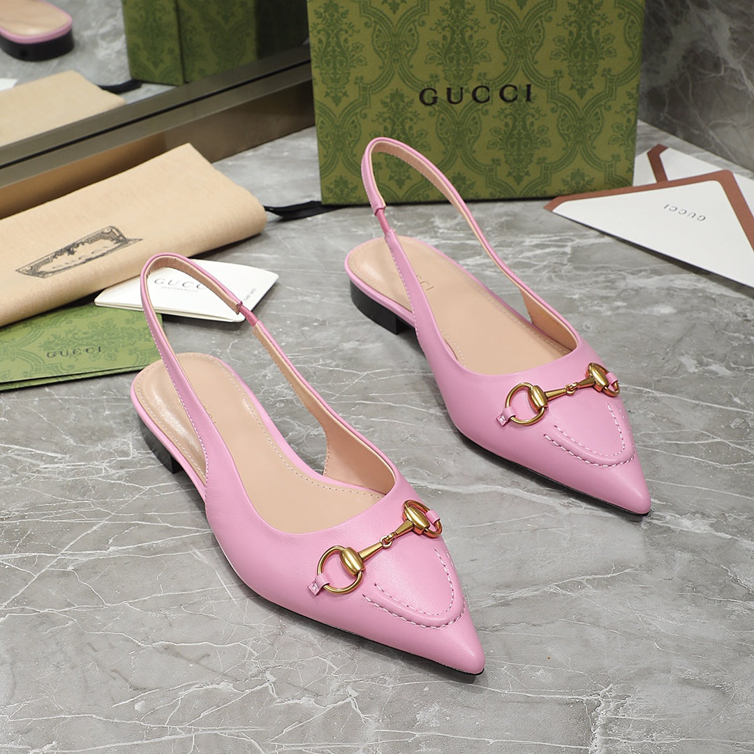 GG Slingback Flat Sandals pink