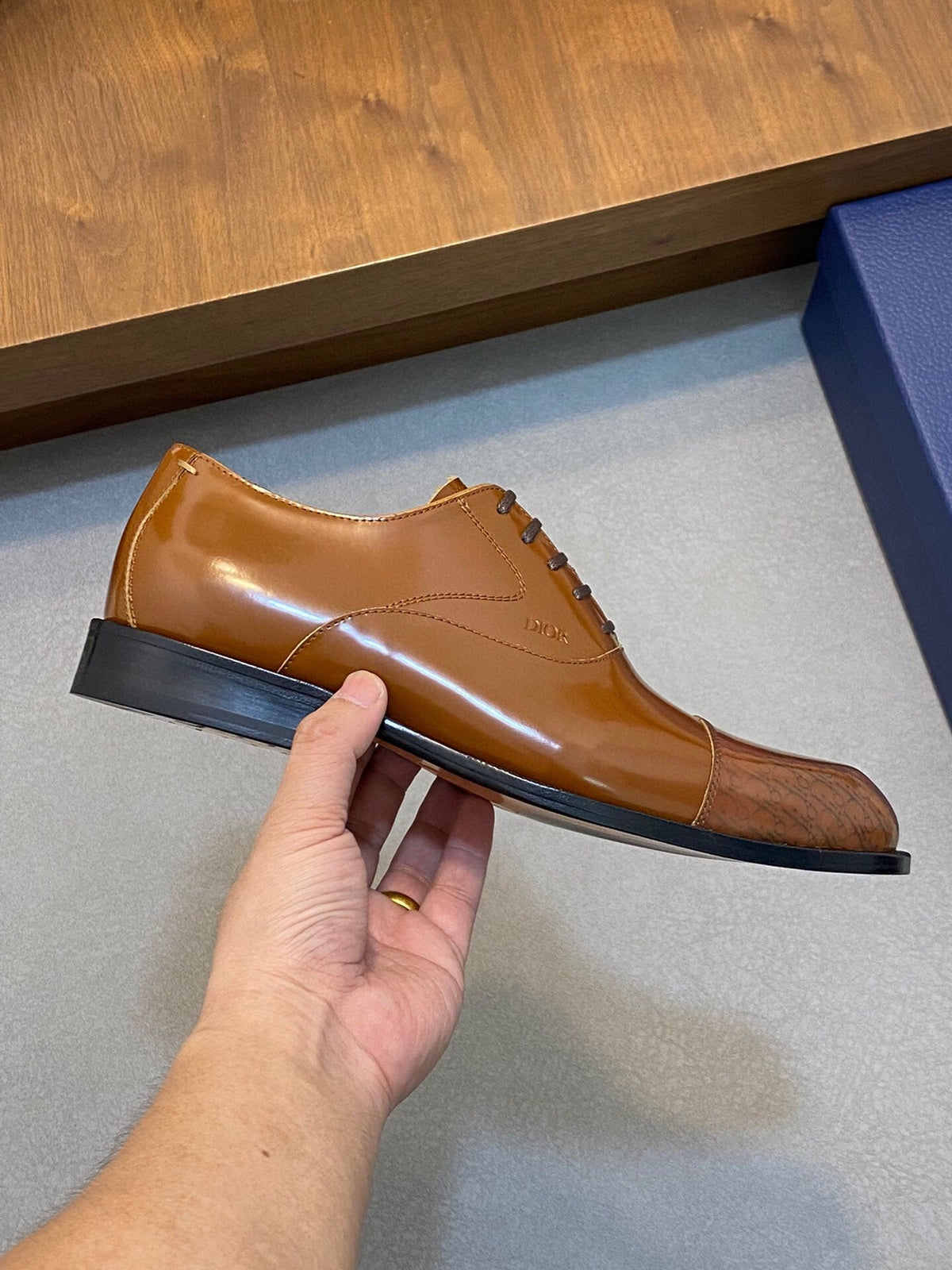 CD TIMELESS SIMPLE OXFORD TAWNY POLISHED CALFSKIN