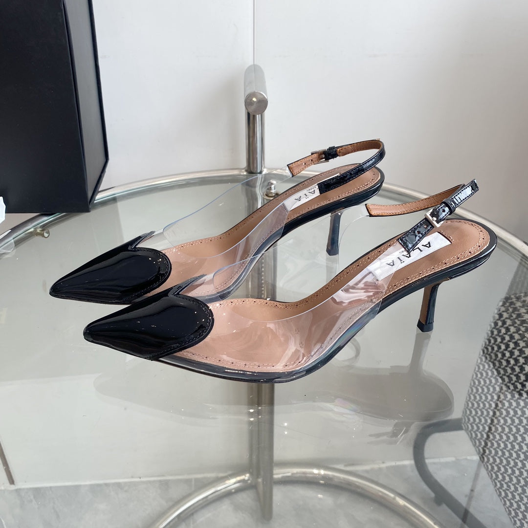 alaia slingbacks 60 optic black heart lambskin