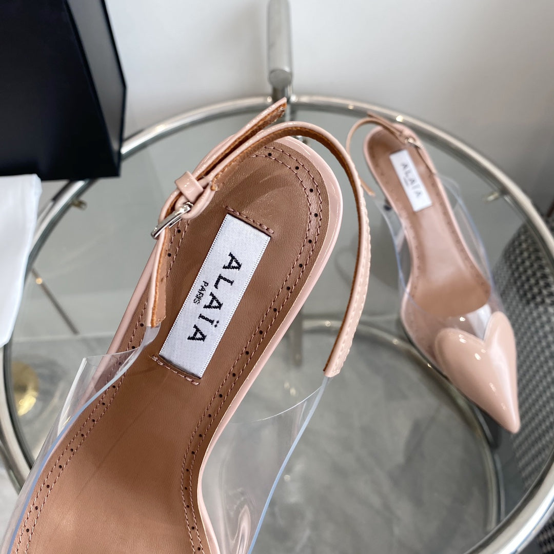 alaia slingbacks 60 optic pink heart lambskin
