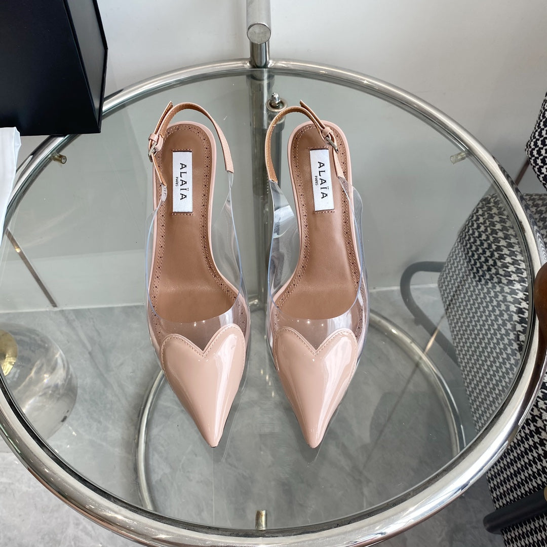 alaia slingbacks 60 optic pink heart lambskin