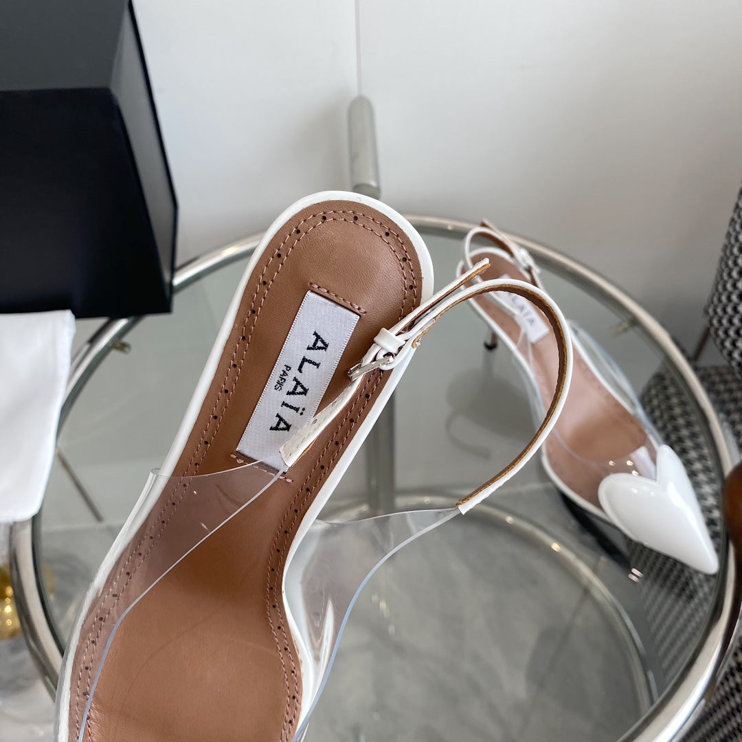 alaia slingbacks 60 optic white heart lambskin
