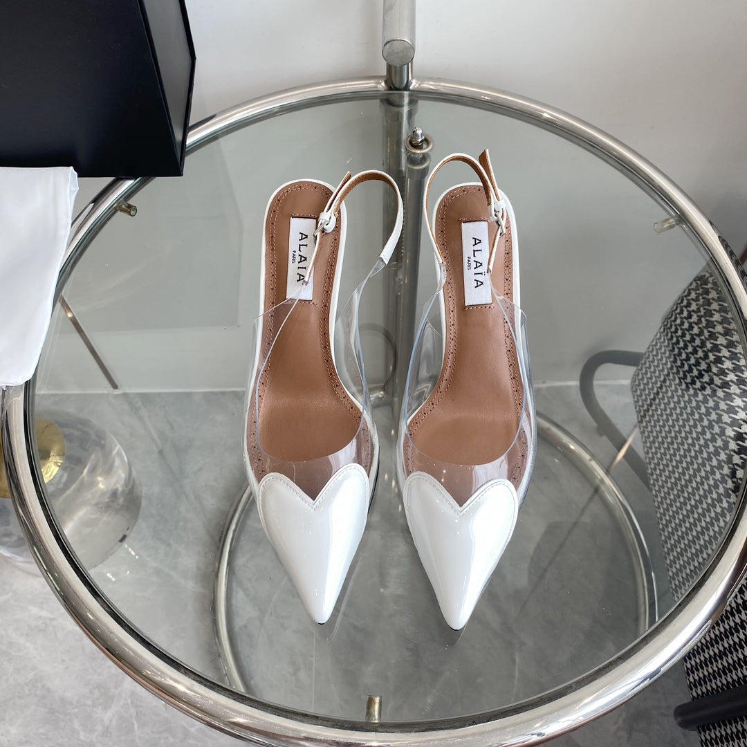 alaia slingbacks 60 optic white heart lambskin