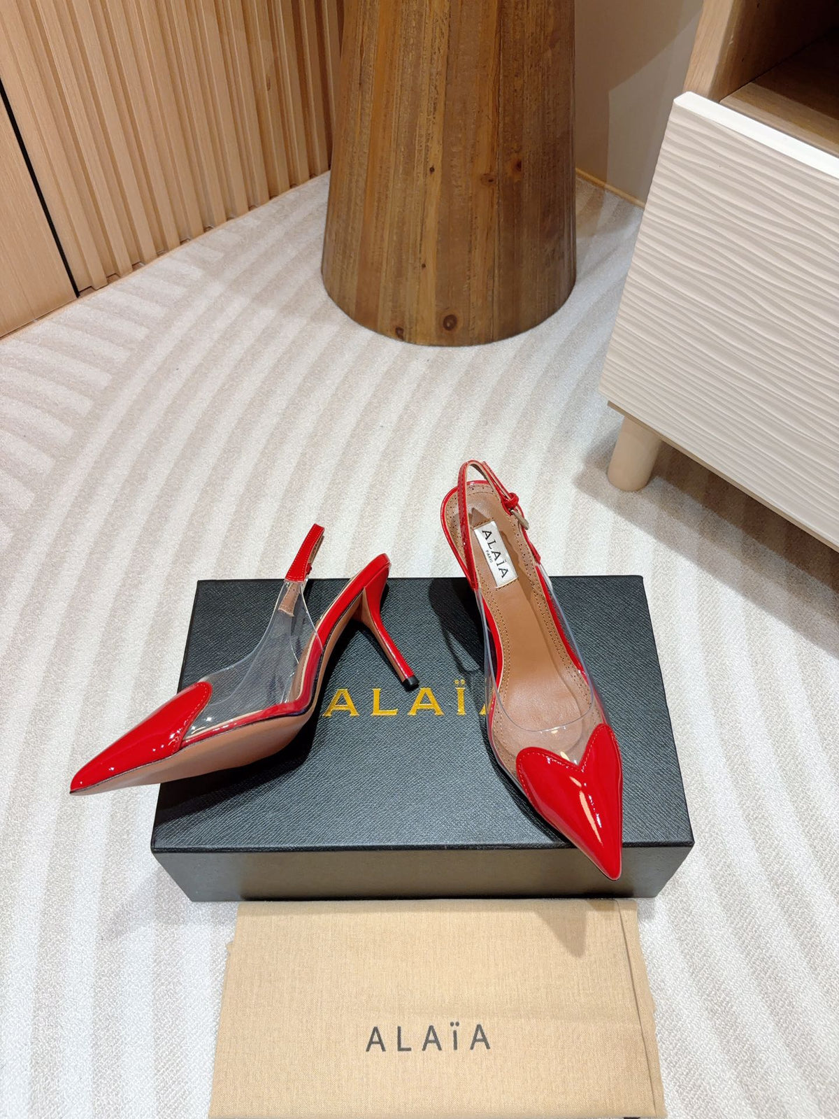 alaia slingbacks 95 optic red heart lambskin