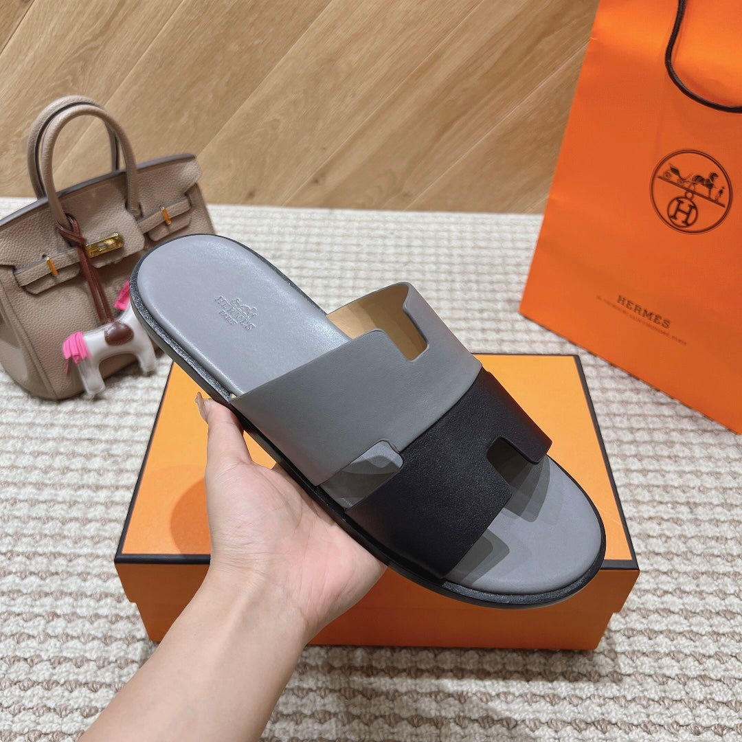 HM Izmir Sandals Gray Black Calfskin 294940