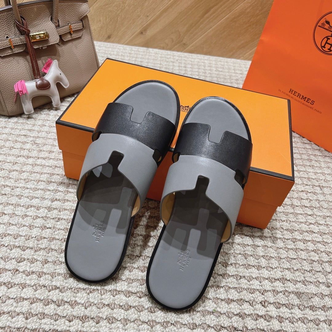 HM Izmir Sandals Gray Black Calfskin 294940