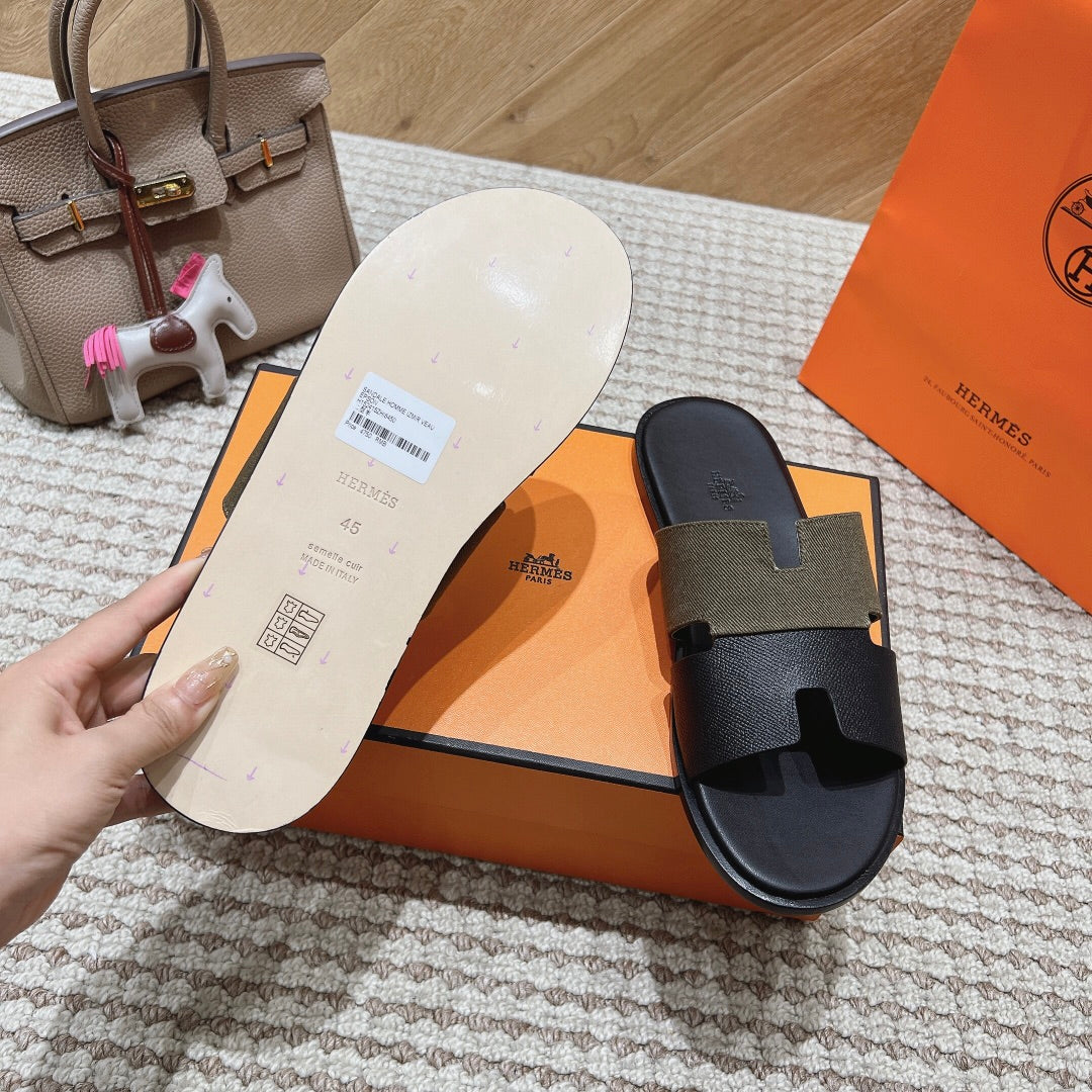 HM Izmir Sandals Black Etoupe Lambskin 294941