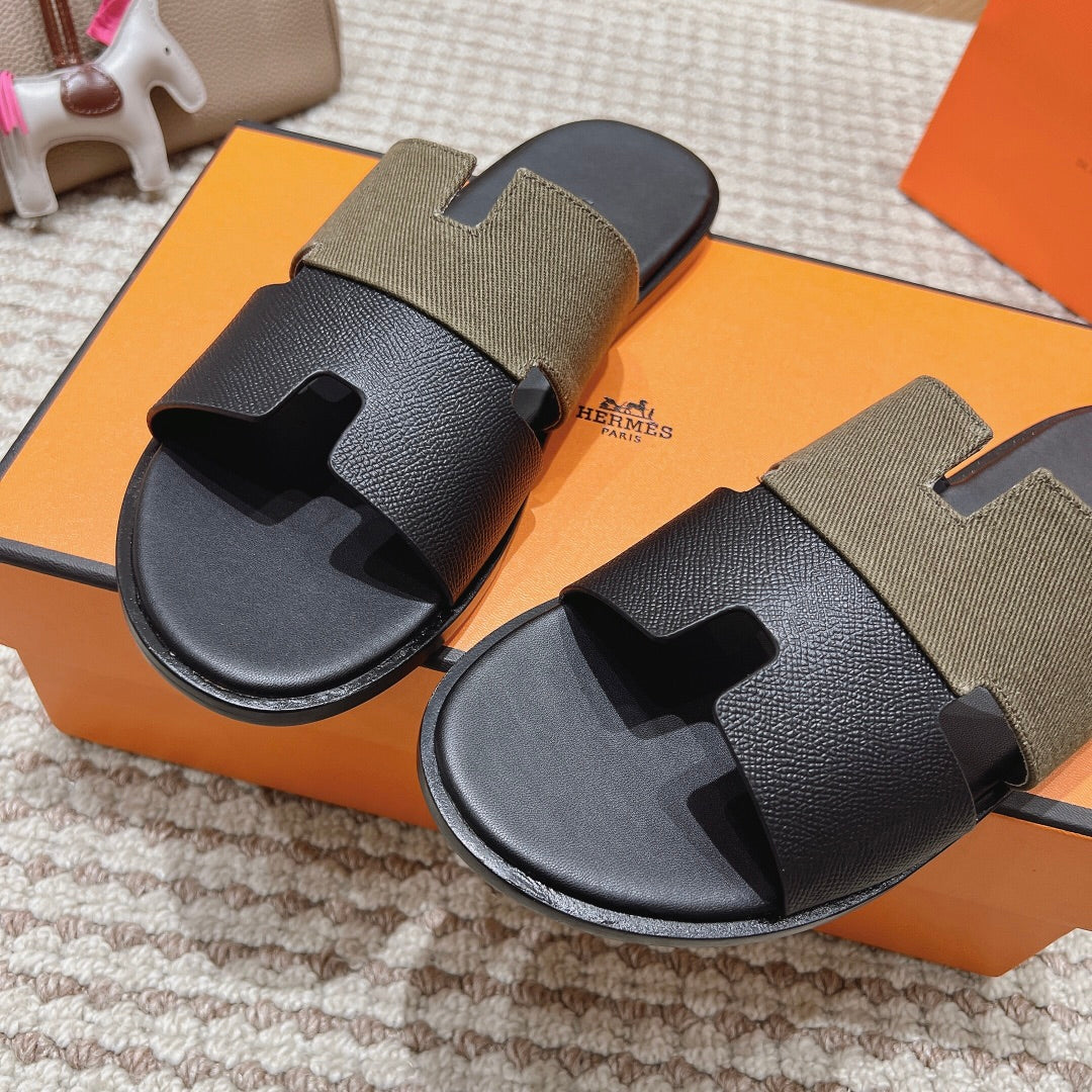 HM Izmir Sandals Black Etoupe Lambskin 294941