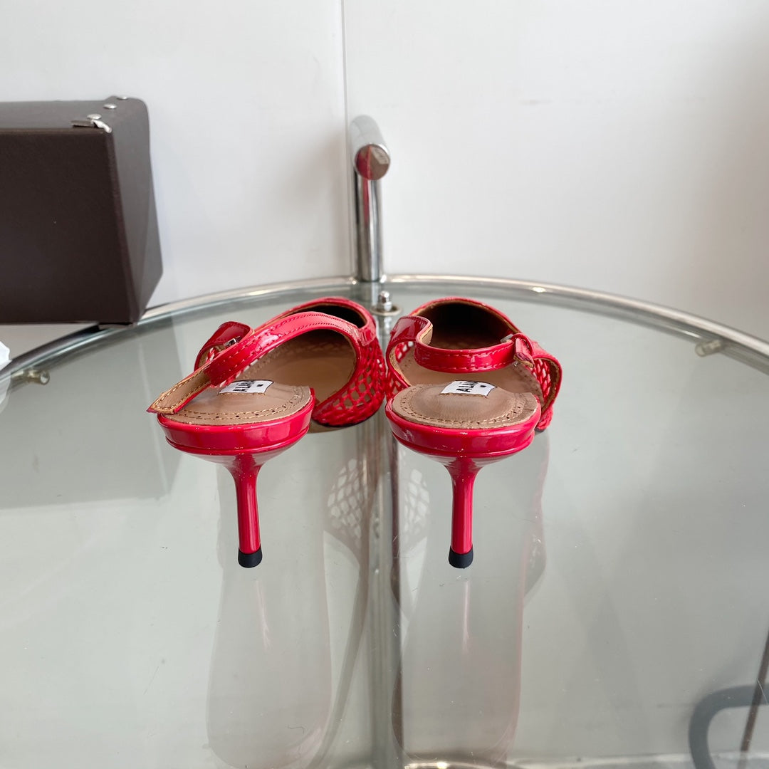 alaia slingbacks 60 fishnet red heart lambskin