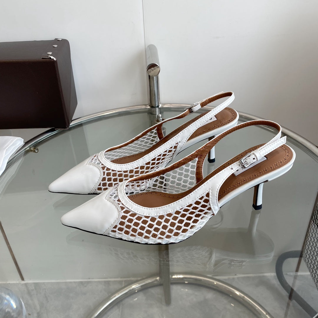 alaia slingbacks 60 fishnet white heart lambskin