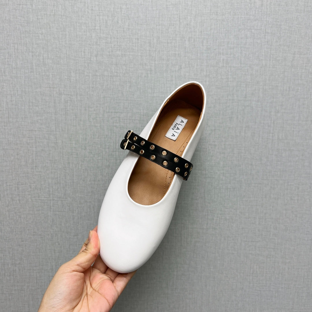 ALAIA MARY JANE SHOES IN WHITE LAMBSKIN SILVER HARDWARE