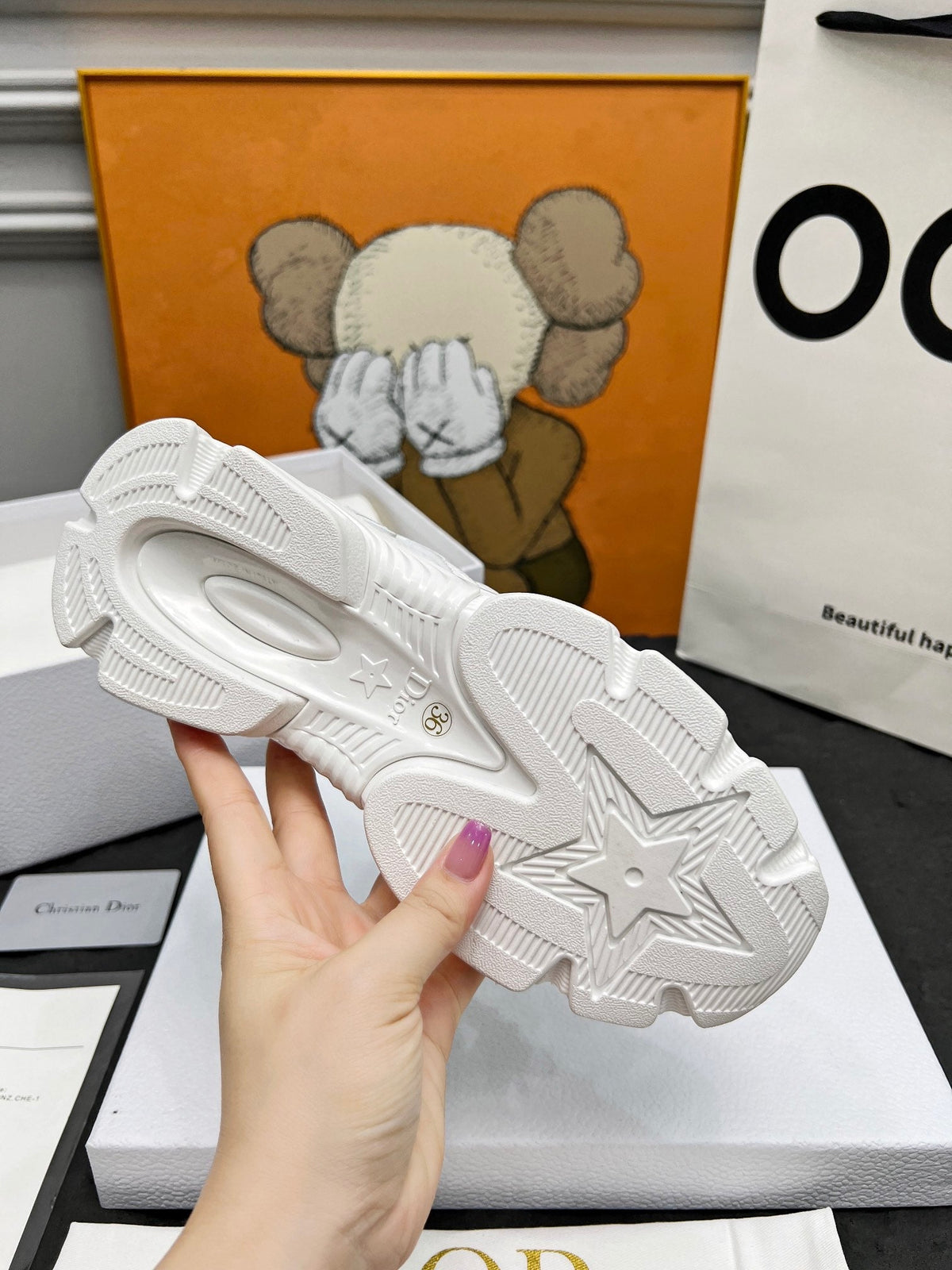 CD Chrono Sneaker White Mesh Fabric And Calfskin