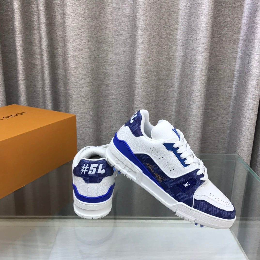 LV Trainer Sneaker Dark Blue White Cowhide