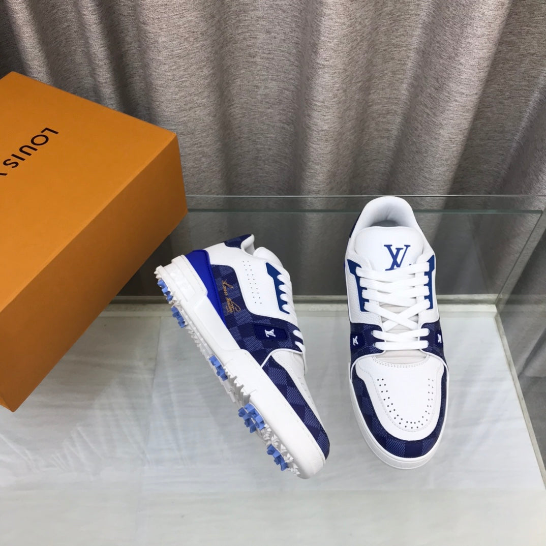 LV Trainer Sneaker Dark Blue White Cowhide