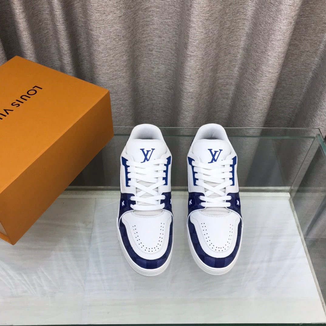 LV Trainer Sneaker Dark Blue White Cowhide