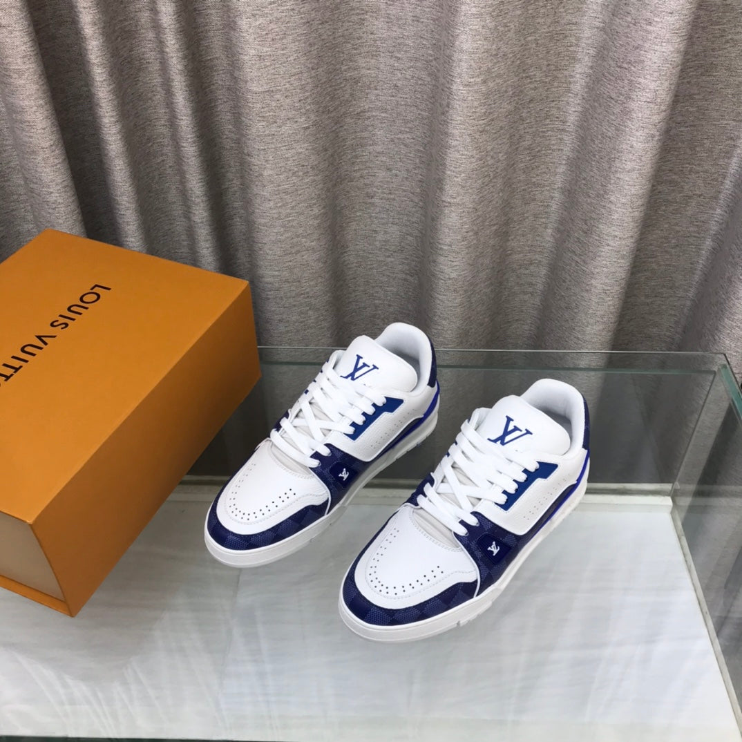 LV Trainer Sneaker Dark Blue White Cowhide