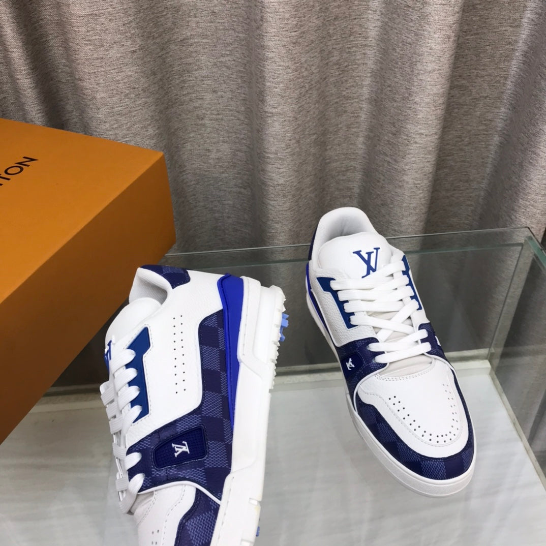 LV Trainer Sneaker Dark Blue White Cowhide