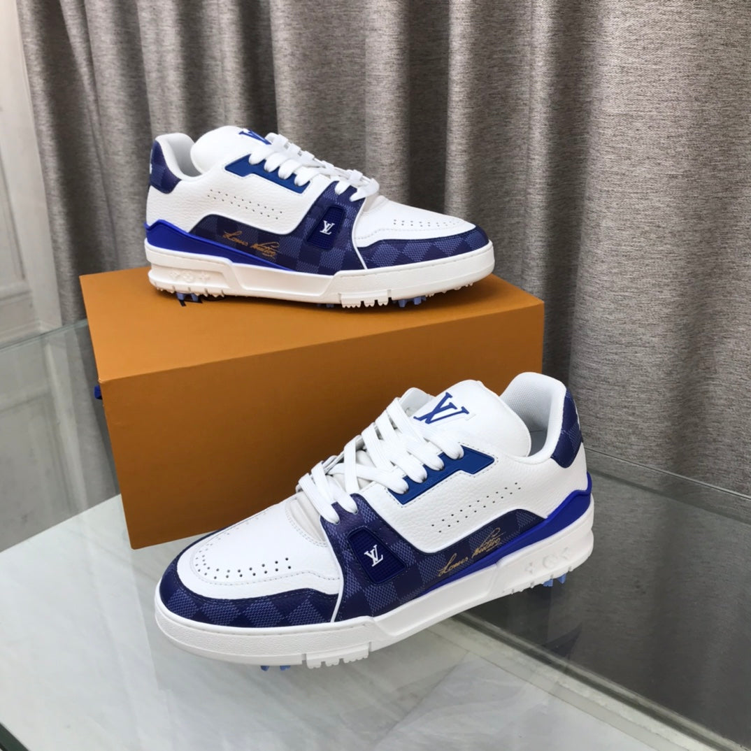 LV Trainer Sneaker Dark Blue White Cowhide