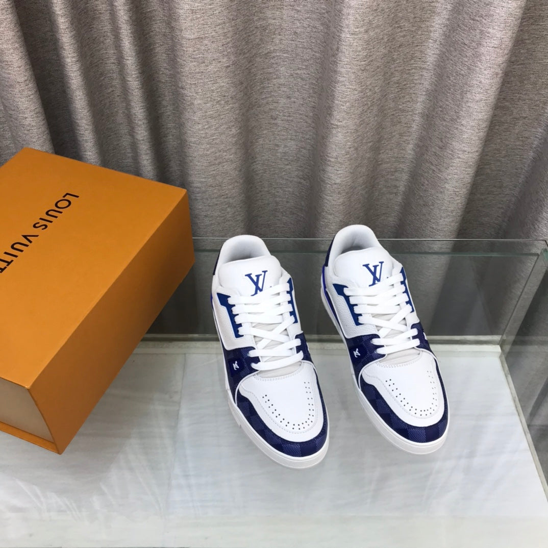 LV Trainer Sneaker Dark Blue White Cowhide