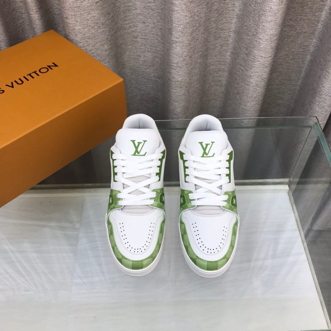 LV Trainer Sneaker Green White Cowhide