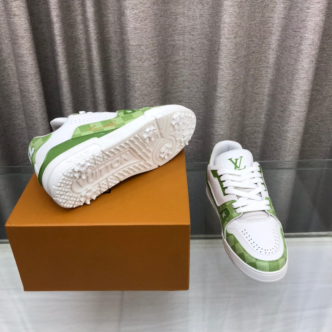 LV Trainer Sneaker Green White Cowhide