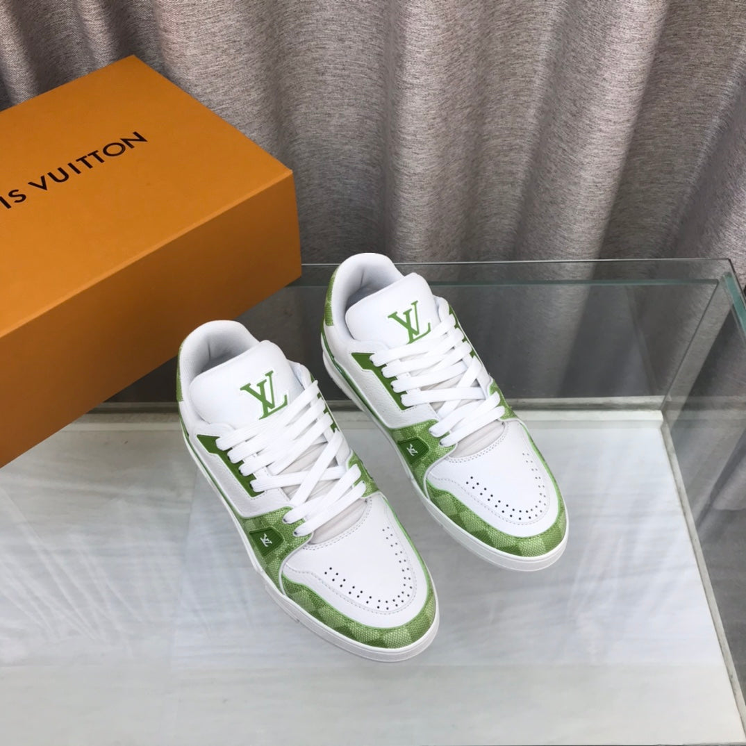 LV Trainer Sneaker Green White Cowhide