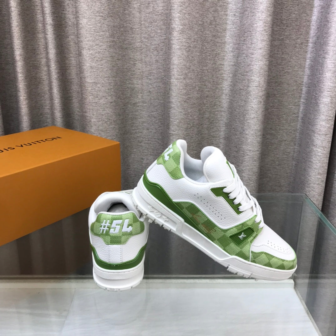 LV Trainer Sneaker Green White Cowhide