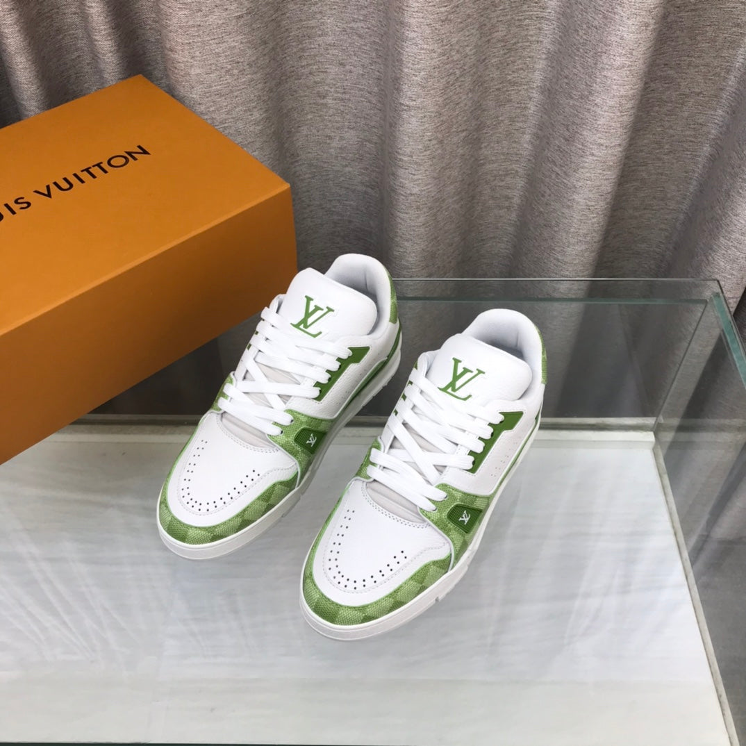 LV Trainer Sneaker Green White Cowhide