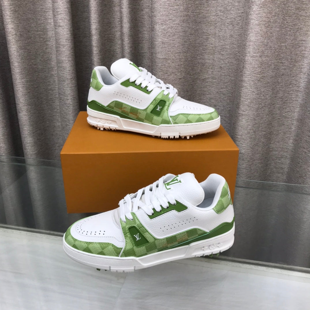 LV Trainer Sneaker Green White Cowhide